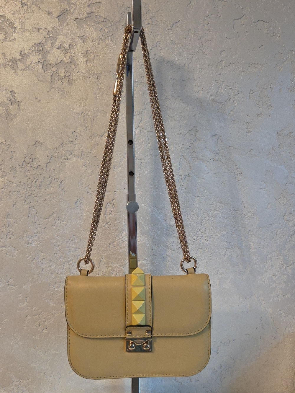 Valentino Garavani Cream Crossbody Bag with Gold Chain